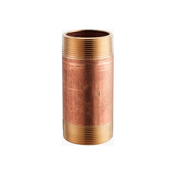 1 In. X 3 In. Lead Free Seamless Red Brass Pipe Nipple - 140 PSI - Sch. 40 - Domestic
